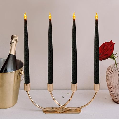 Vista 55 de Furora Lighting - Velas largas LED sin llama, para ventana, a pilas, velas eléctricas con función de temporizador de 6 horas Oro 11.5