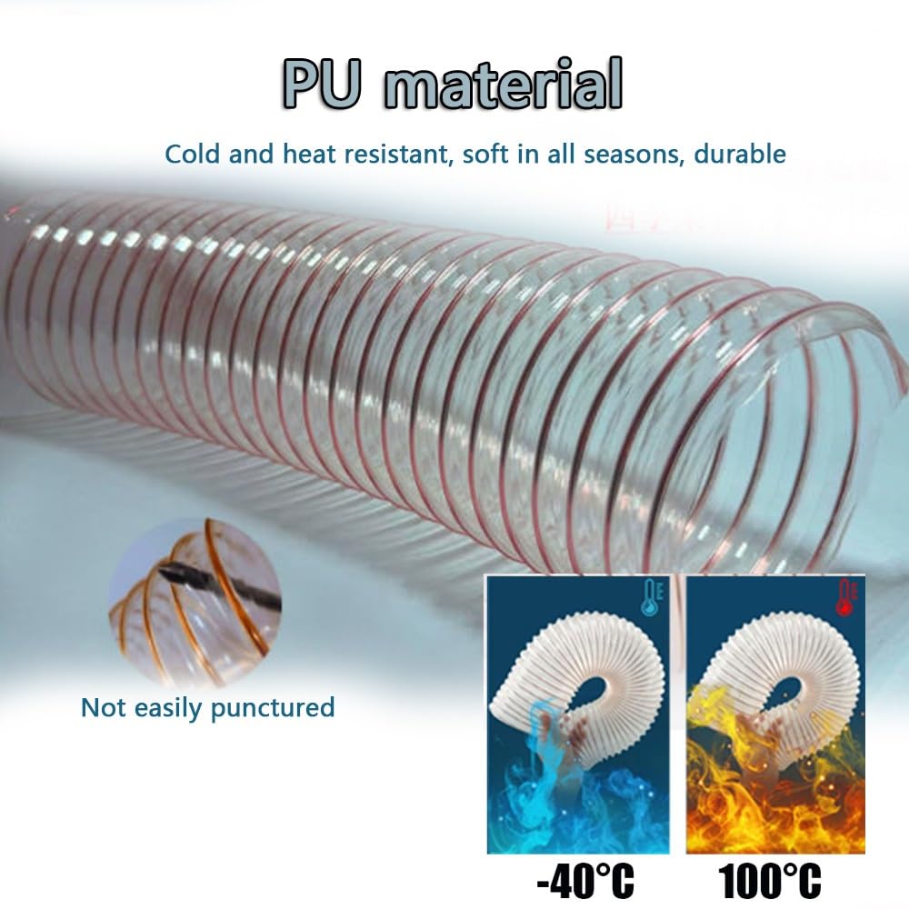 Tubo flessibile per la raccolta della polvere, in poliuretano trasparente, per la lavorazione del legno, diametro interno 5-15,2 cm, opzioni di lunghezza 3,5/33/6,1 m, ideale per accessori per