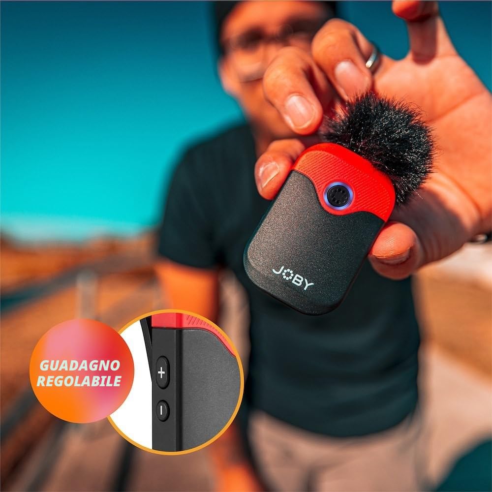 JOBY Wavo AIR 2.4Ghz Sistema Microfonico Wireless con Due Trasmettitori e Sistema di Montaggio JOBY, Vlogging, Filmmaking, Interviste, Microfoni Wireless, Smartphone, Fotocamera