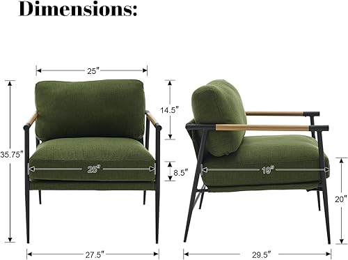 Miniatura 46 de DUOMAY Silla decorativa moderna Mid-Century, cómoda silla de sherpa para sala de estar, dormitorio, oficina, sillón de respaldo medio con patas de