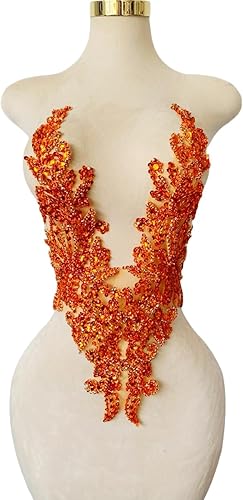 Miniatura 7 de Zbroh Parche multicolor de diamantes de imitación cosidos a mano, accesorios de manualidades para vestido de novia de niña, 14 x 20 pulgadas