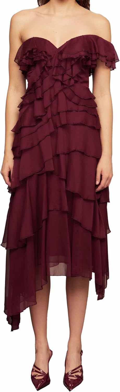 AMUR Women's Emaline Chiffon Cascade Dress