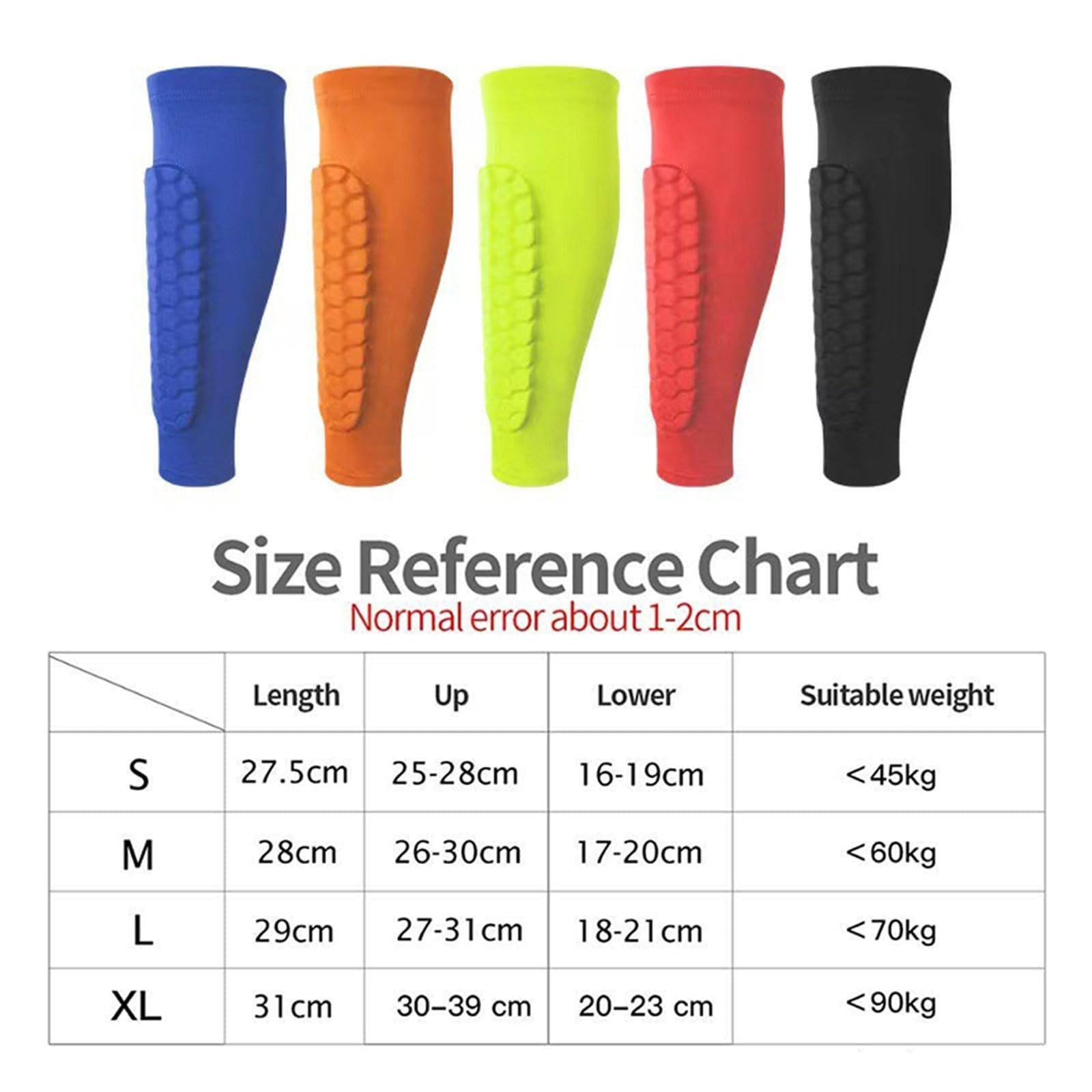 Chaussette Protege Tibias Ski Anti-Collision Longs élastiques Structure Nid d'abeille pour Skier Football