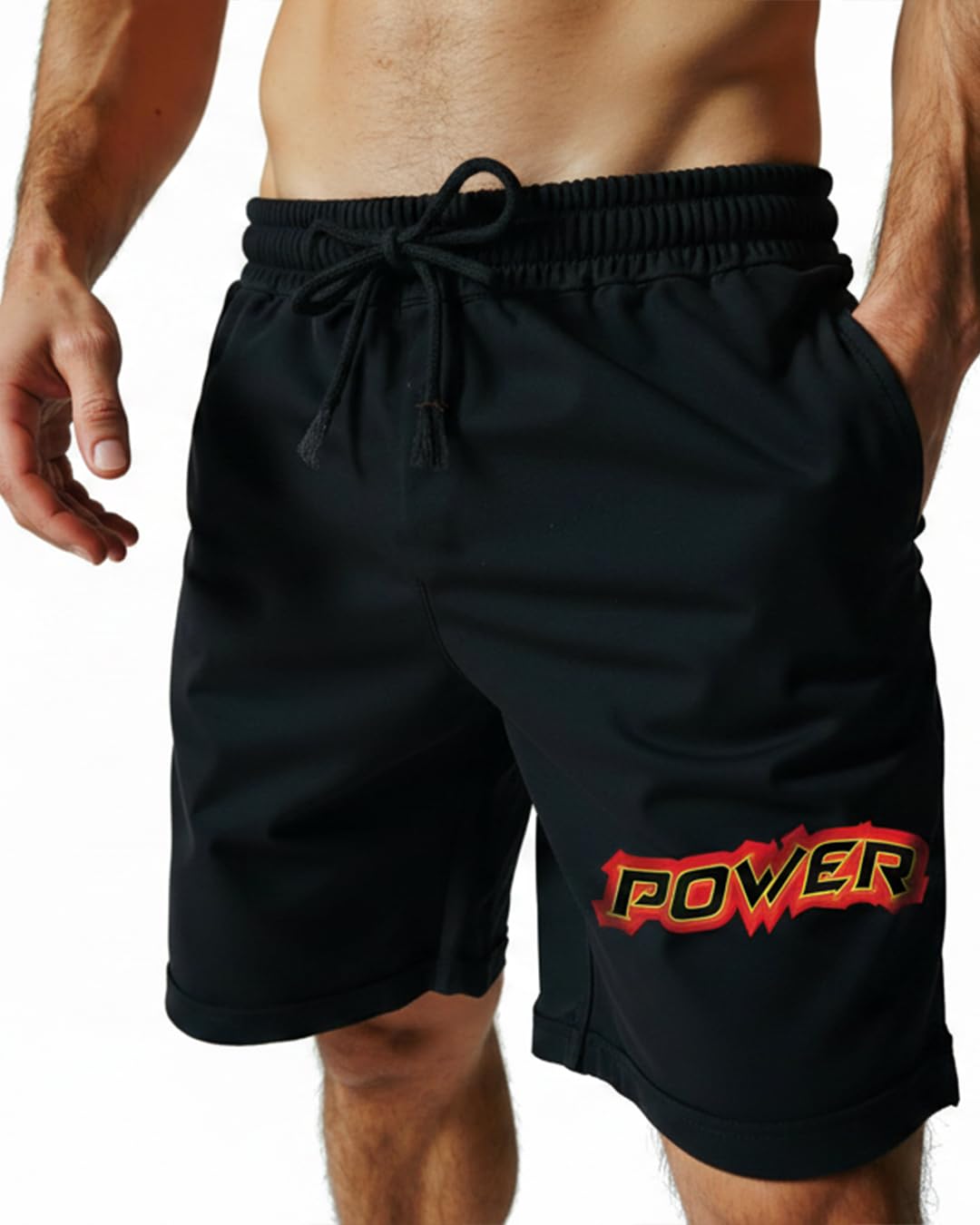 Men Shorts Wide Frame tie Front Soft Waistband Plain Fabric Clear Cut Smooth line Loose Edge Open Leg Flat Shape Calm Style fold Form Side Pocket Clean Base-image-42