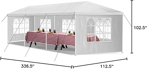 Miniatura 8 de Tienda de campaña con dosel, 10 x 30 pulgadas, para fiestas, bodas, toldo resistente con 5 paredes laterales extraíbles para patio trasero,