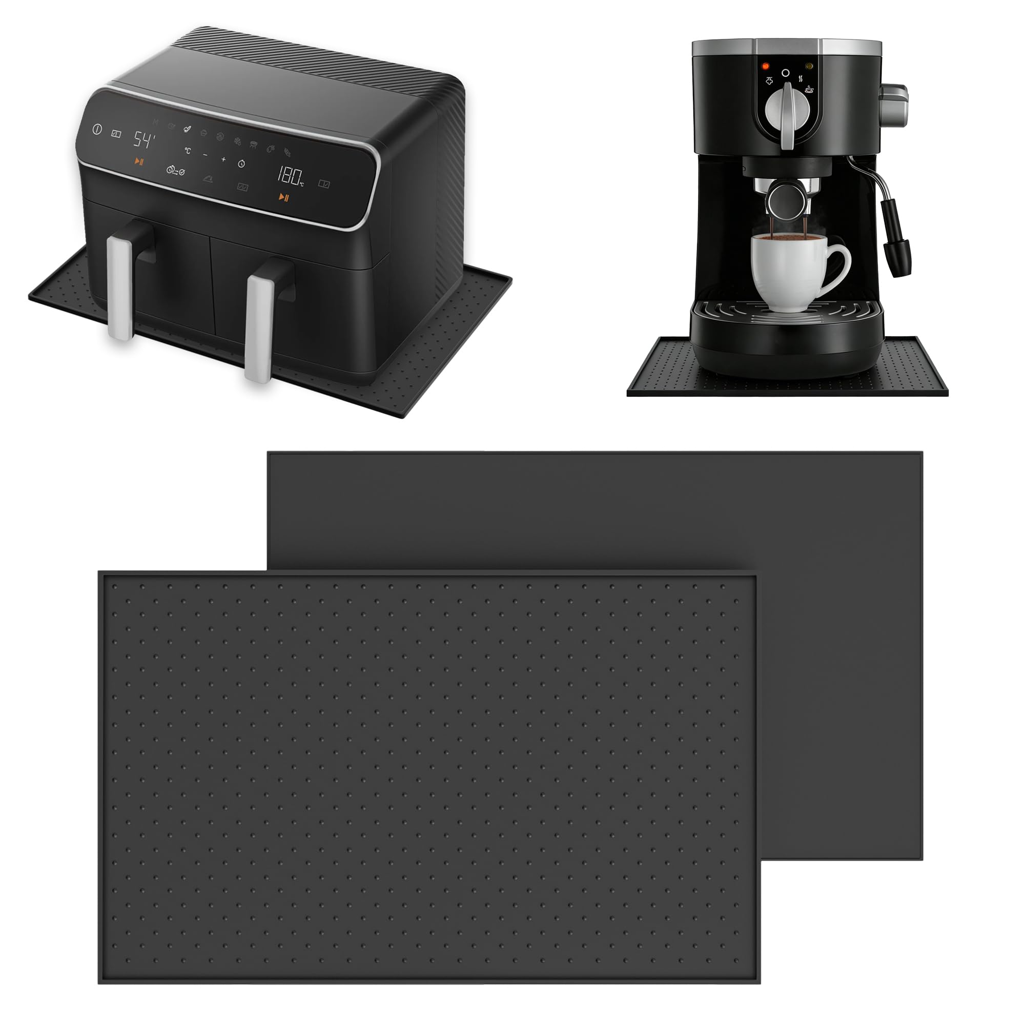 Podkładka pod ekspres do kawy, 48 x 30 cm, silikonowa mata do ekspresu do kawy, odporna na wysokie temperatury, mata silikonowa do De Longhi Magnifica Philips LatteGo Ninja Airfryer