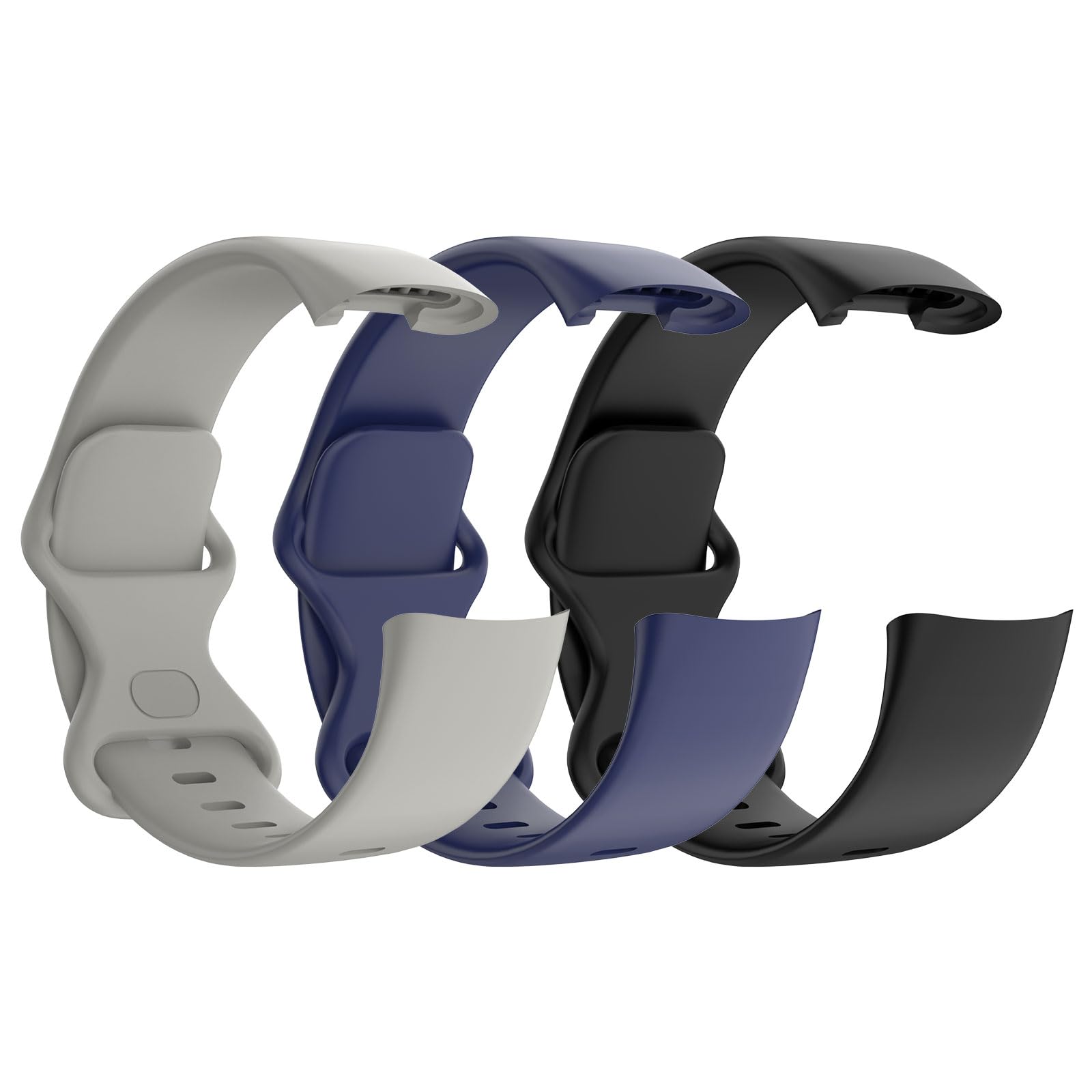 Astorgos 3 Pack Straps Compatible with Fitbit Charge 6/Fitbit Charge 5 for Women Men, Soft TPE Watch Strap Replacement Band, Black/Dark Blue/Rock Gray