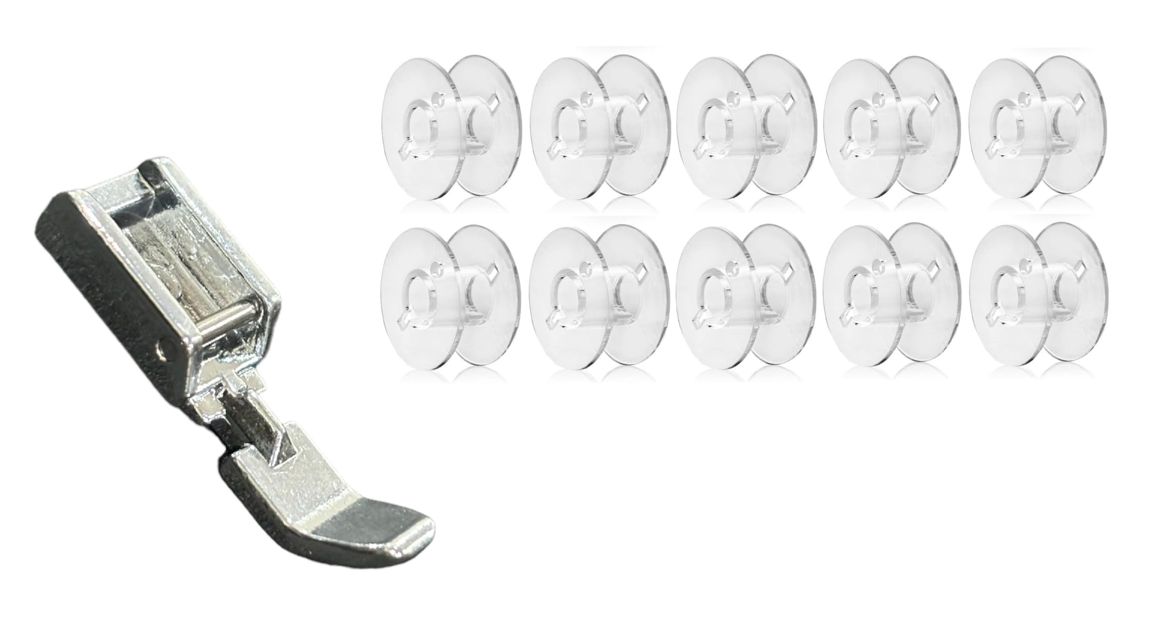 Zenith 1pc Twin Needle & 5 Groove Pressure Foot for All Domestic Automatic Sewing Machine Like Usha janome Singer, Embroidery Machines. White Steel (5 Groove + 1 Twin Needle) — Amazon image 8