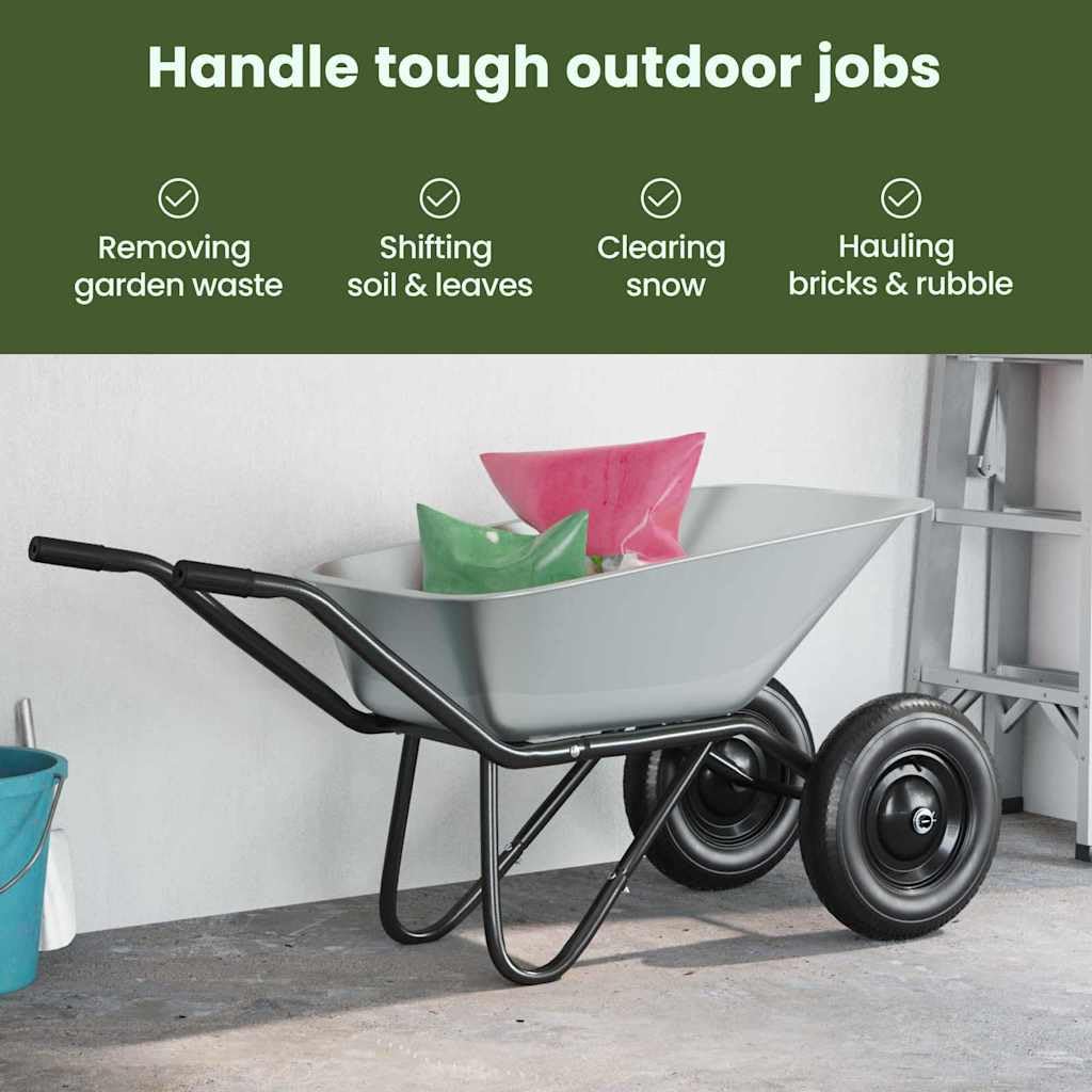 vidaXL Sostituzione Vassoio Carriola Argento 88 x 60 x 32 cm Acciaio, Carriole moderne per giardinaggio, vassoi resistenti, attrezzi outdoor per trasportare terra