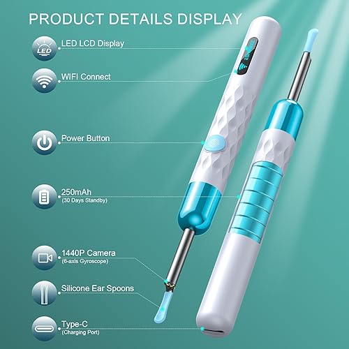 Miniatura 3 de Eliminación de cera de oídos, limpiador de oídos con luz de cámara, herramienta de eliminación de cera de oídos, limpiador de oídos con cámara