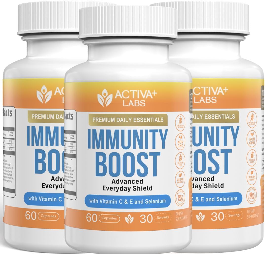 Immunity Boost Immune Support Supplement with Vitamin C, Vitamin E, Selenium & Herbal Antioxidant Complex | Gut & Energy Balance | Non-GMO, Sugar-Free, Vegan |180 -Capsules 90 Days Supply