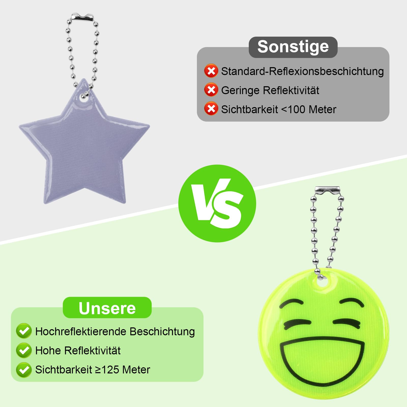 30 pezzi catarifrangenti per bambini portachiavi di sicurezza Smiley riflettenti, ciondolo per bambini, applicabile a zaini, giacca, ciclismo, corsa, compleanno per bambini