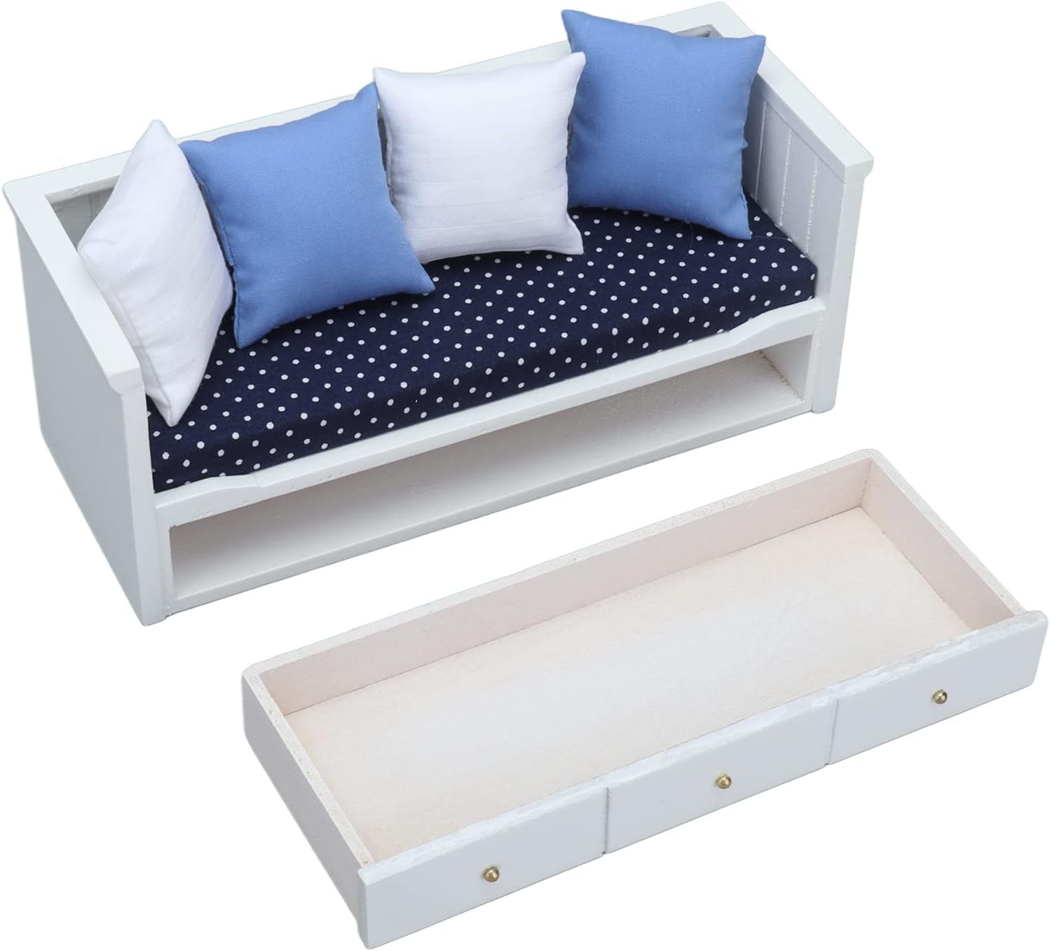 1:12 Scale Mini Sofa Furniture Model, Birch and Cloth Material, Simulation Sofa with Cotton Filling, Exquisite for Bedroom Living Room Decoration