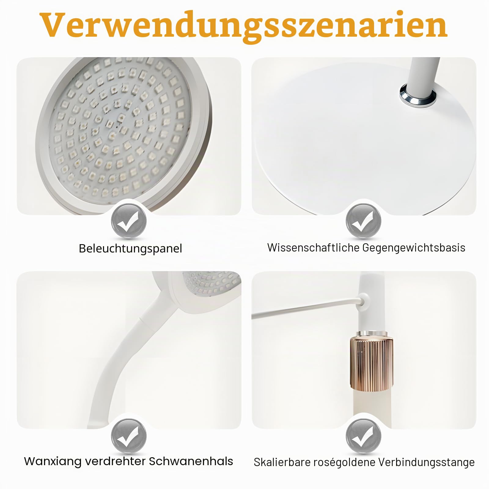 GBKDQQ Rotlichtlampe 126 LEDs, Infrarotlampe 850nm & 660nm mit Sockel, 5 Helligkeitsstufen & Timer 5-30min, Schwanenhals Lampe, Rotlicht für Gesicht und Körper zur Heim, Büro