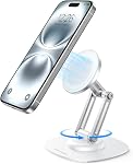 OMOTON 360° Rotating MS04 Magnetic Phone Stand for Desk, Adjustable Foldable Aluminum for MagSafe Cell Phone Stand with Non-Slip Base Fathers Day, for iPhone 17/16/15 Pro Max Air for Women Men Gift