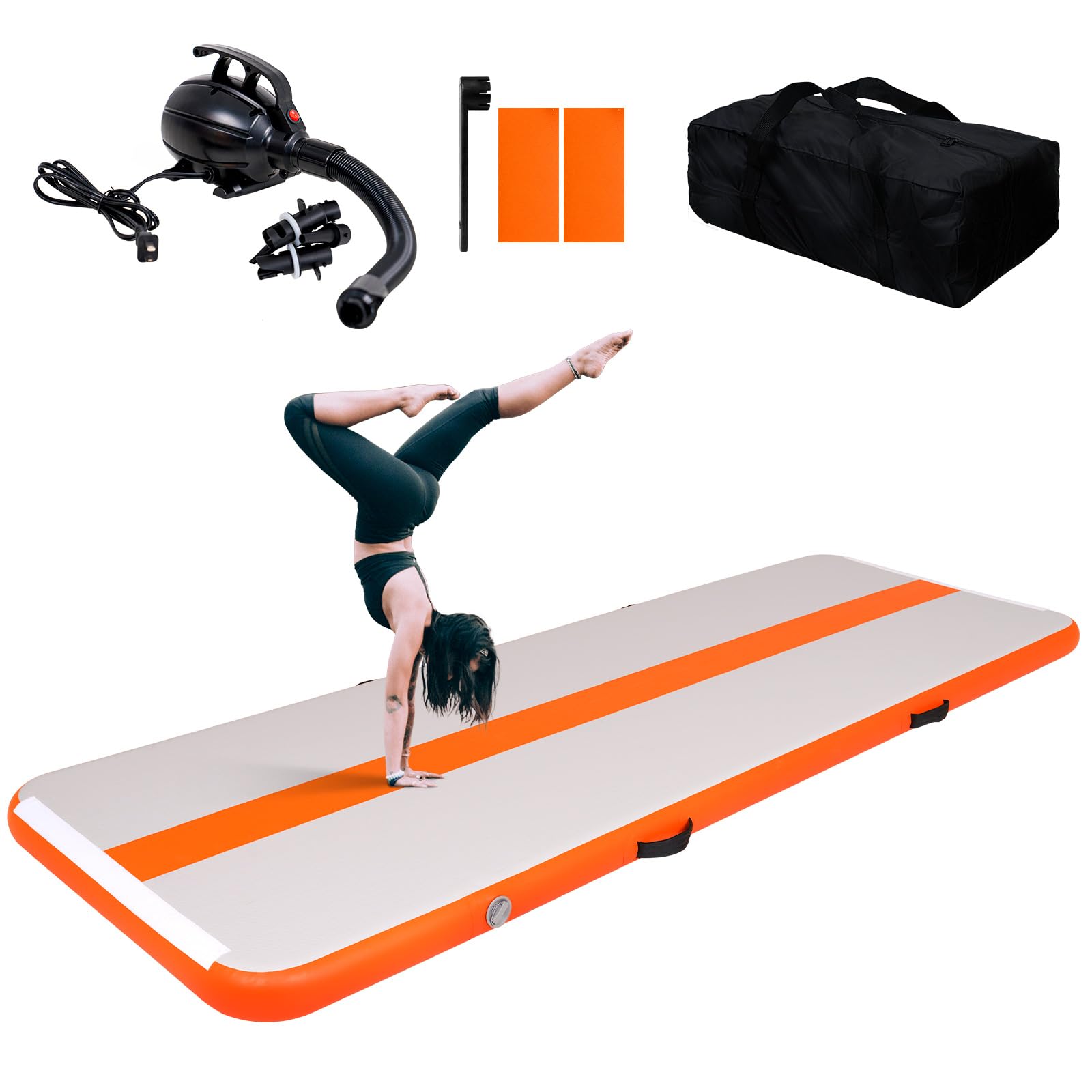 Tuxedo Sailor Tapis de Gymnastique Gonflabile Air Matte Track 10 cm, 3M/4M Tapis de Tumbling con Pompa ad Aria Elettrica, per Casa, Palestra, Spiaggia, Yoga, Verde