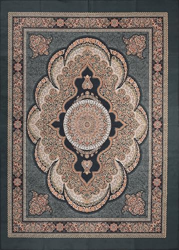 Image of Cotton Bolls Textiles Rugs for Living Room 5x7 Feet Large Size | Lightweight Foldable Carpet for Bedroom & Hall | Easy to Handle During Daily Cleaning | Travel Friendly Printed Rug | Grey