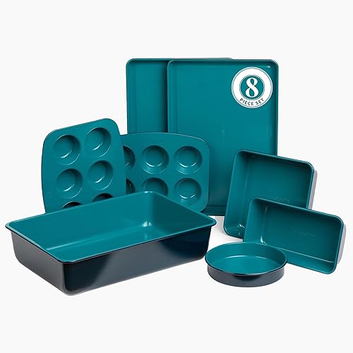 Miniatura 10 de Larder & Vine Juego de utensilios para hornear, sin PFASPFOSPTFE, acero aluminizado resistente con acabado de cerámica, incluye sartenes, molde para