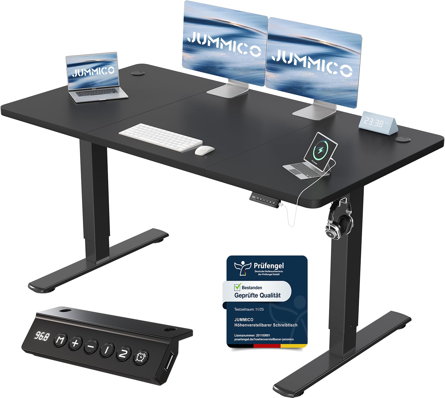 JUMMICO Höhenverstellbarer Schreibtisch Höhenverstellbar Elektrisch, Ergonomischer Steh-Sitz Tisch Stehpult Verstellbarer Computertisch,Standing Desk
