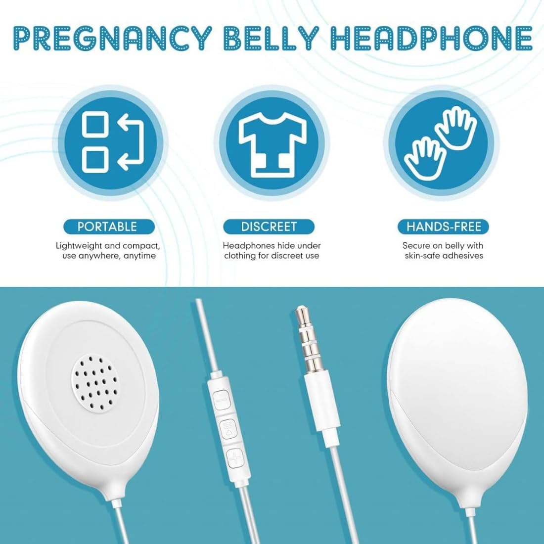 Baby-Bump Headphones Plays & Shares Music, Sound Voices Womb Premium Baby Bump Speaker System Pregnancy Belly Pregnant Music Player with Safe Adhesives Prenatal Shower Gifts for Mom 3