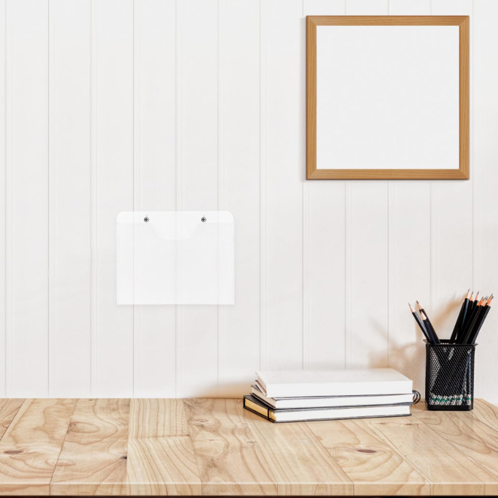 Organizador de Pared Acrílico Transparente para Documentos A4 Horizontal 2 Piezas Soporte de Exhibición Montaje en Pared para Folletos y Revistas en Oficina Funcional y Resistente