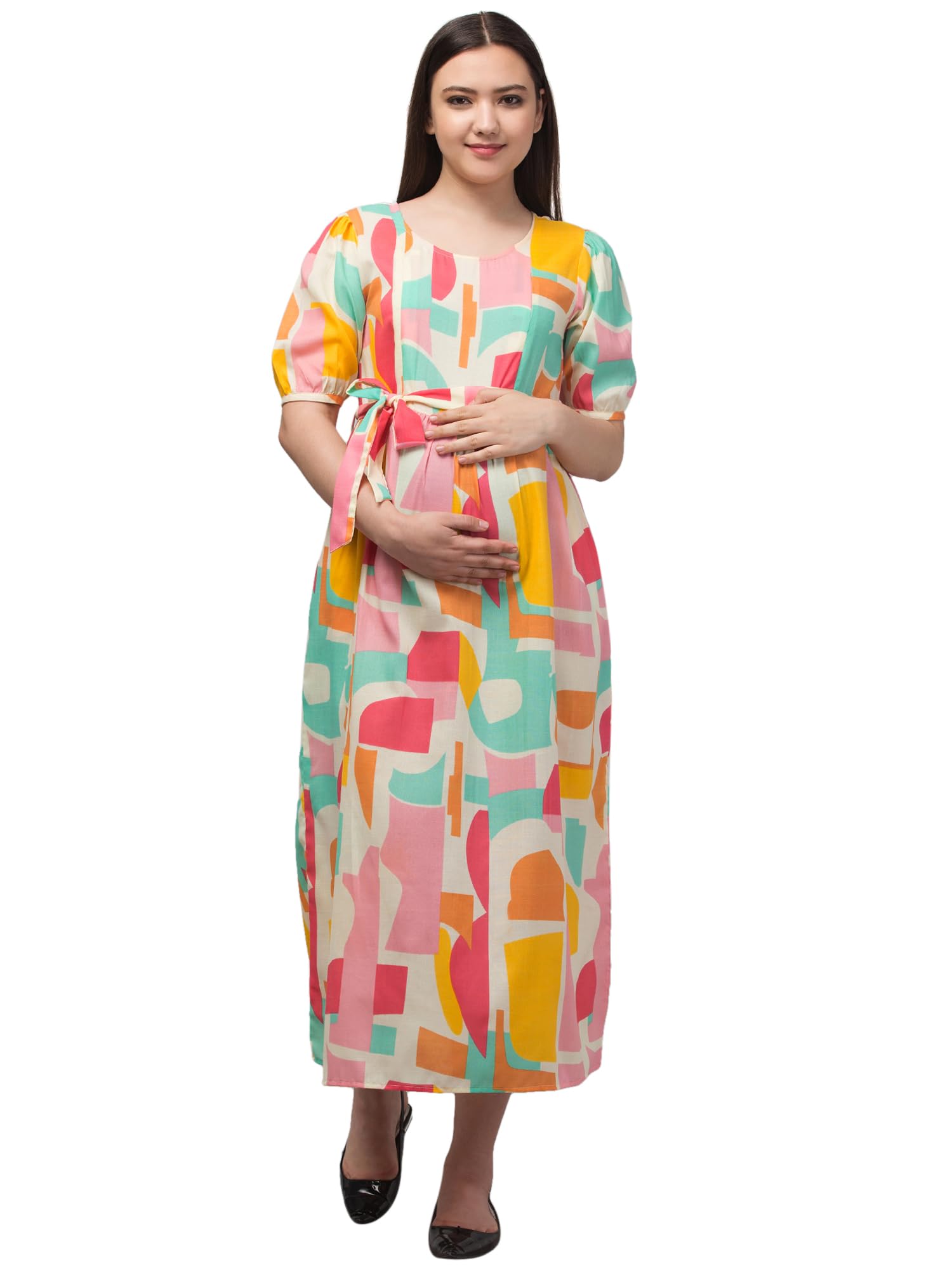 Cotton Maternity Dresses for Women with Zip || Feeding Kurtis for Women || Feeding Dresses for Nursing || Stylish Maternity Wear On Latest Prints.-image-2