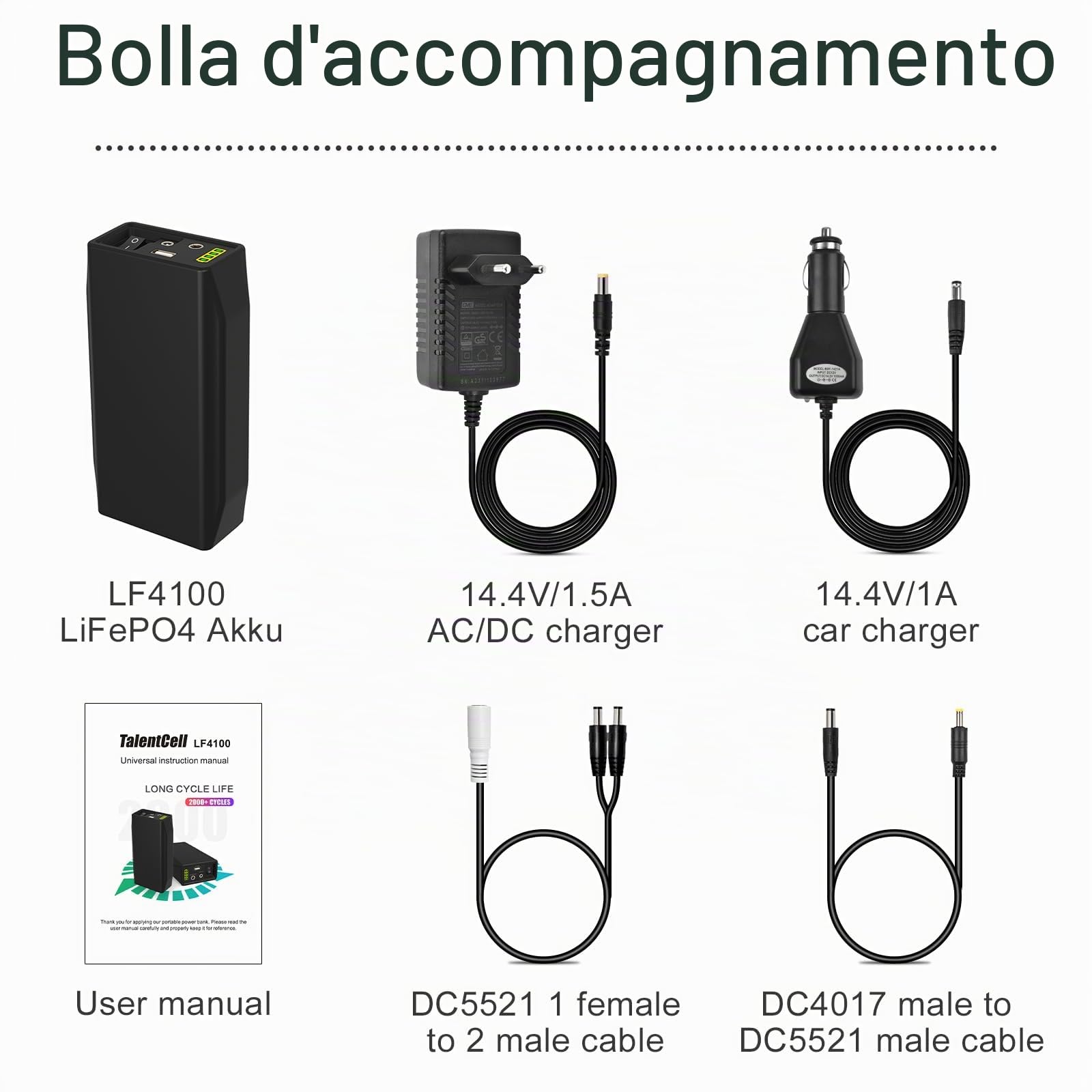 TalentCell Powerbank, batteria LiFePO4, 12/9/5 V, batteria al litio di ferro fosfato, ricaricabile, 12,8 V, 6000 mAh, 76,8 Wh, con caricatore, per strisce luminose LED, telecamere CCTV, ecc. Nero