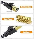 Cat 8 Ethernet Cable 3.3ft,Nylon Braided High Speed Heavy Duty 40Gbps 2000Mhz Flat Network LAN Patch Cord SFTP RJ45 Internet Cable Shielded in Wall, Indoor&Outdoor for Router,Modem,Gaming,Switch,PS5