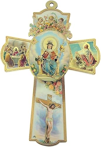 Religious Gifts Crucifijo de madera para pared de Jesucristo Santo Nino de Atocha (8 1/4 pulgadas)