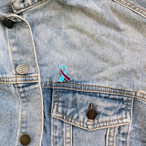 Suicide Prevention Awareness Pin 120pcs Purple & Teal Ribbon Lapel Pins Sexual Assault Awareness Bulk Items2