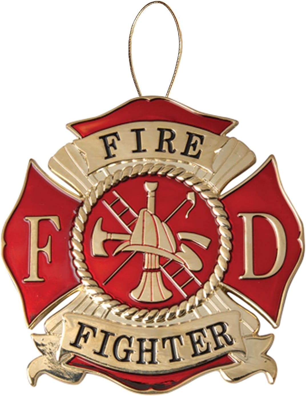 Allied Products Firefighter Heroes Series Holiday Ornament - Officially Licensed Firefighter Medallion - Die-cast Metal and Gold Plating