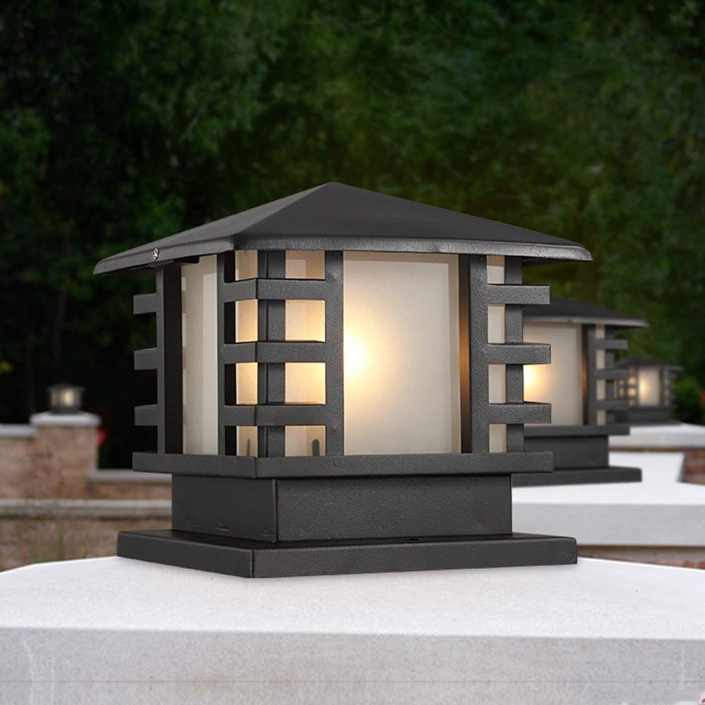 Cortile Luci Paesaggio Prato Luci Quadrato IP55 Lanterna di Vetro per Esterni Impermeabile Lampada da Tavolo da Giardino Lampada a Colonna Villa Recinzione Pilastro Lampada Decorativa Stradale