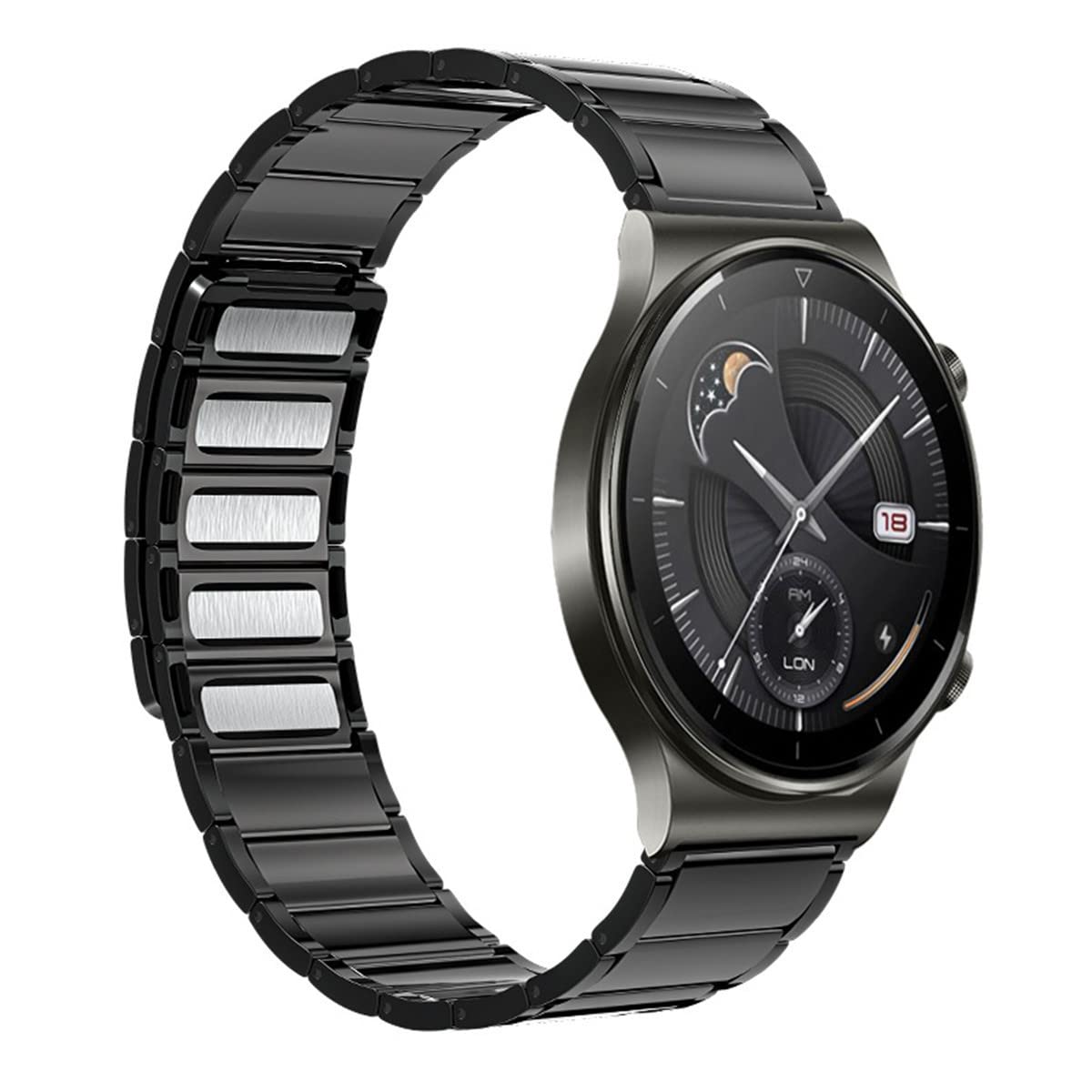 Amazfit Nexo, cinturino in acciaio inox, chiusura magnetica, ventilato: cinturino di ricambio intelligente per Amazfit Nexo, 22 mm, nero