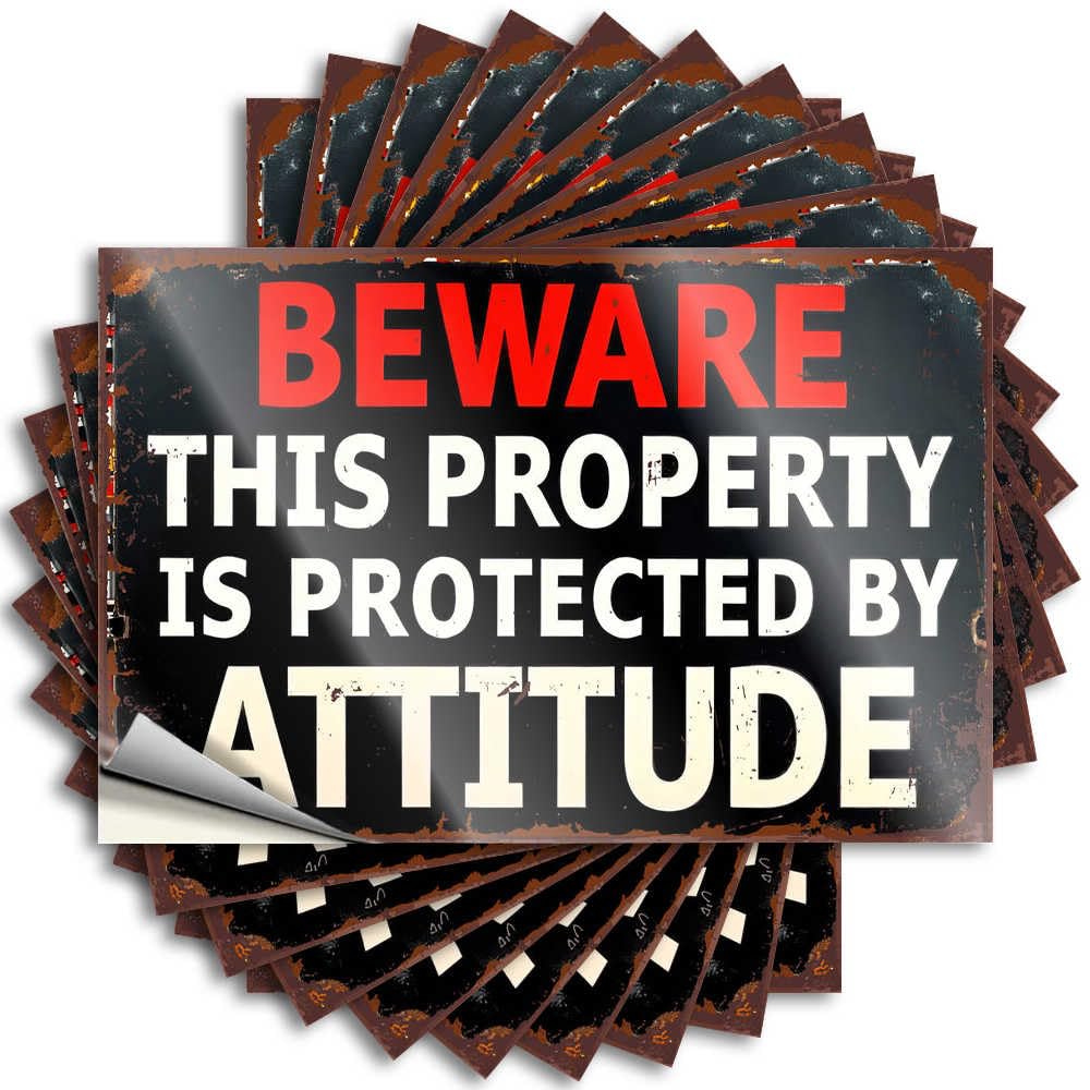 Girly, Bumper Football Garage Beware: Property Protected By Attitude | Winter Waterproof Vinyl Stickers(8X12CM)