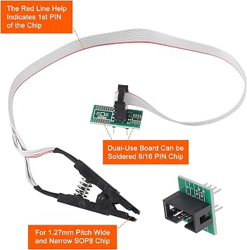 ACEIRMC SOIC8 SOP8 Test Clip For EEPROM 93CXX / 25CXX / 24CXX + CH341A 24 25 Series for EEPROM Flash BIOS USB +1.8V Adapter + Soic8 Adapter Programmer Module Kit (1 sets)