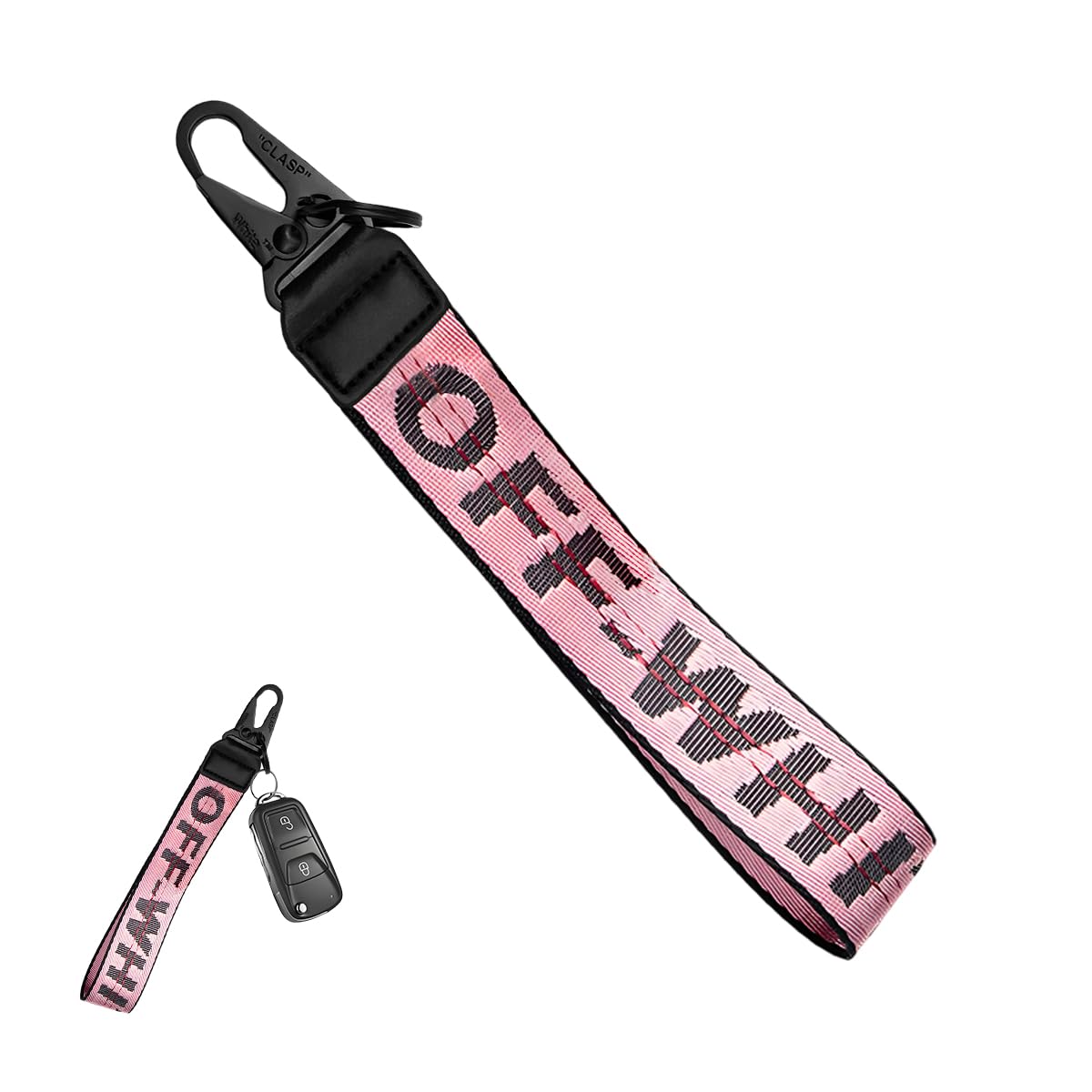 Car Keychain Fabric Keychain Wrist Lanyard Key Ring for Cars Keys Wallets Jeans Decoration Car Accessories Pink
