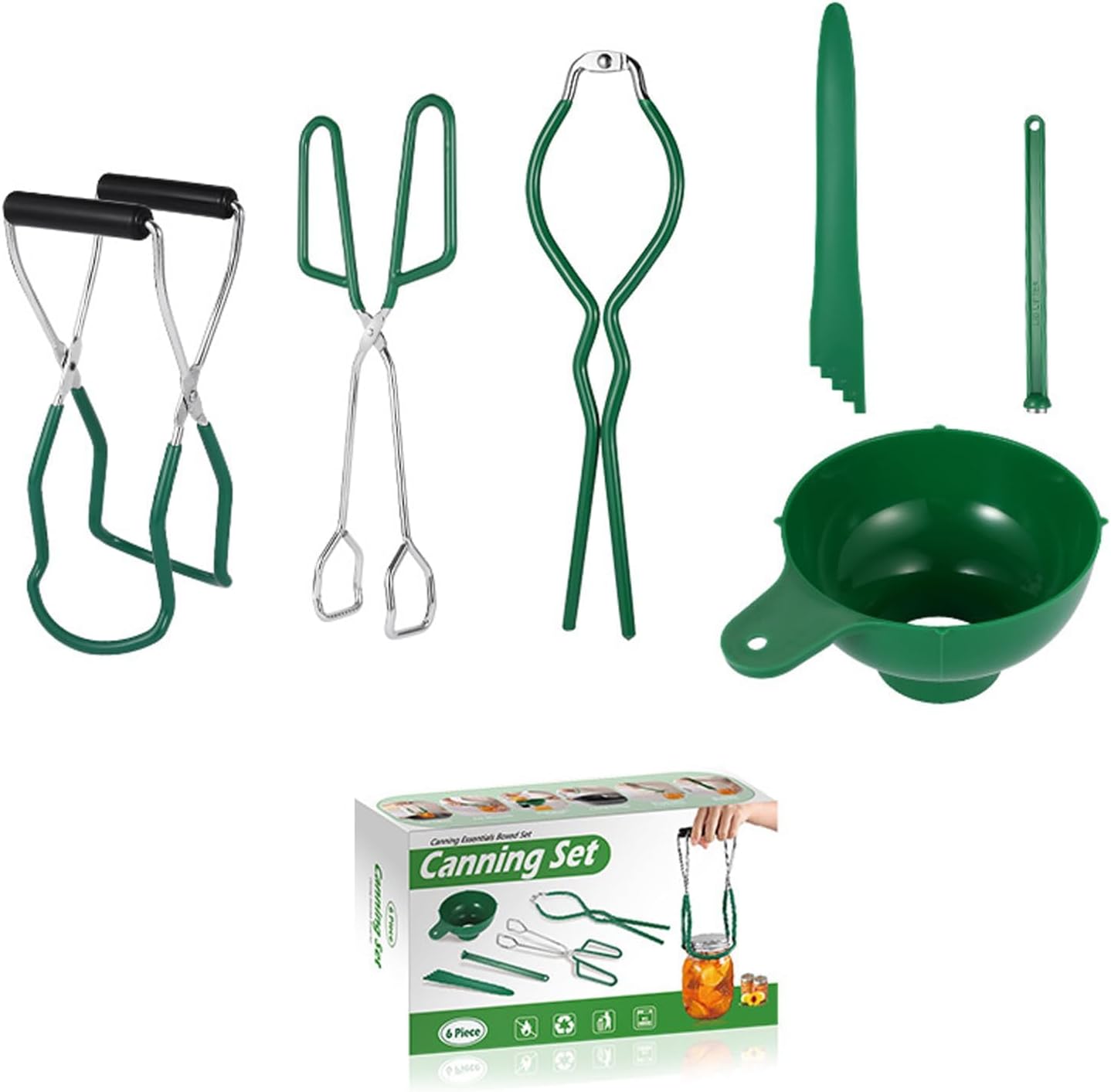 Canning Supplies Essentials Boxed Set, Canning Supplies Starter Kit | 6 Piece Set Included Canning Jar Lifter Canning Funnel Bubble Popper And Measurer Magnetic Lid Lifter Jar Wrench kitchen Tong