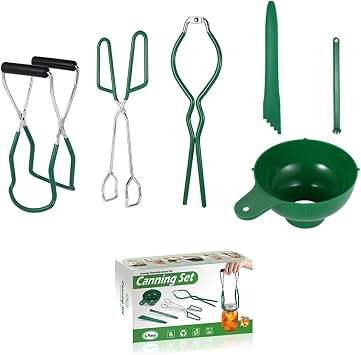 Canning Supplies Essentials Boxed Set, Canning Supplies Starter Kit | 6 Piece Set Included Canning Jar Lifter Canning Funnel Bubble Popper And Measurer Magnetic Lid Lifter Jar Wrench kitchen Tong