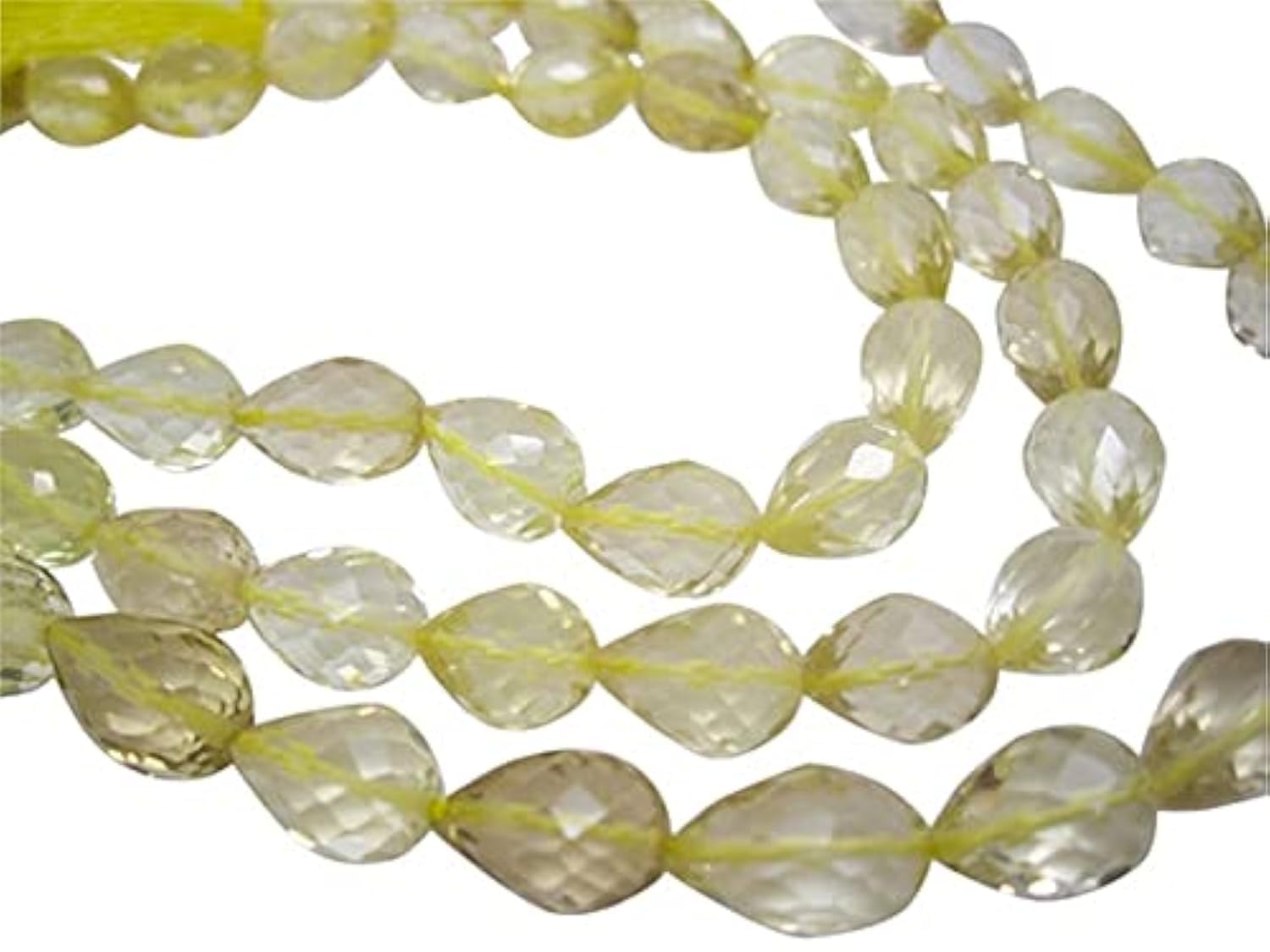 Perles Lemon Quartz briolettes de 7-8mm fil de quartz jaune en forme de larme