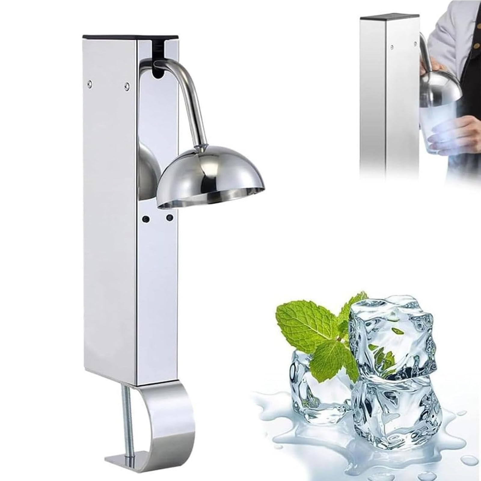 BeoyNot Instant Glass Chiller for Drinks, CO2 Glass Froster, 8 Second Cooling, Stainless Steel Cup Cooler for Bar, Restaurant, Beer, Wine, Cocktails