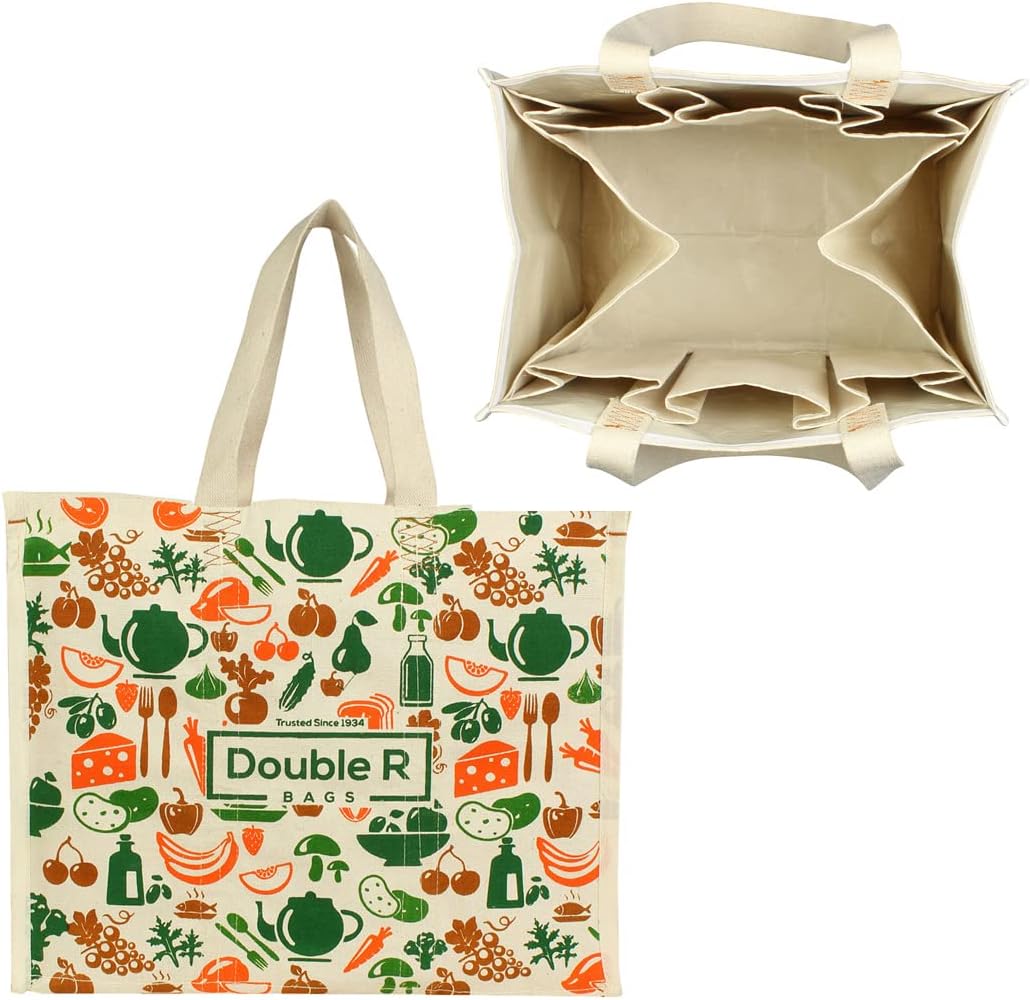 DOUBLE R BAGSDOUBLE R BAGS Heavy Duty Waterproof Shopping Bags With Full Handles For Kitchen Essentials,Grocery,Vegetable, Jhola (Large,Pack Of 1)