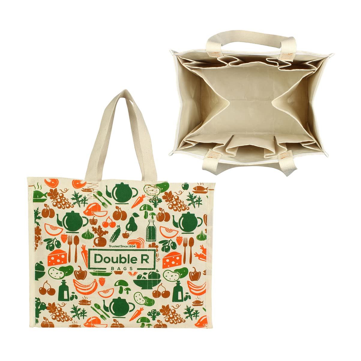 DOUBLE R BAGSDOUBLE R BAGS Heavy Duty Waterproof Shopping Bags With Full Handles For Kitchen Essentials,Grocery,Vegetable, Jhola (Large,Pack Of 1)