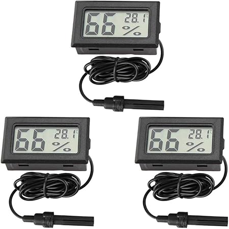 Thlevel 3X Mini LCD Digital Thermometer Hygrometer Temperatur Luftfeuchtigkeit Tester mit externem Sensor für Kühlschrank Gefrierschrank Aquarium
