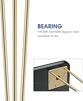 Vista 8 de ivinta Mesa de comedor para 4-6, moderna mesa de comedor de mármol con patas doradas, mesa de comedor rectangular de 47 pulgadas para espacios Negro