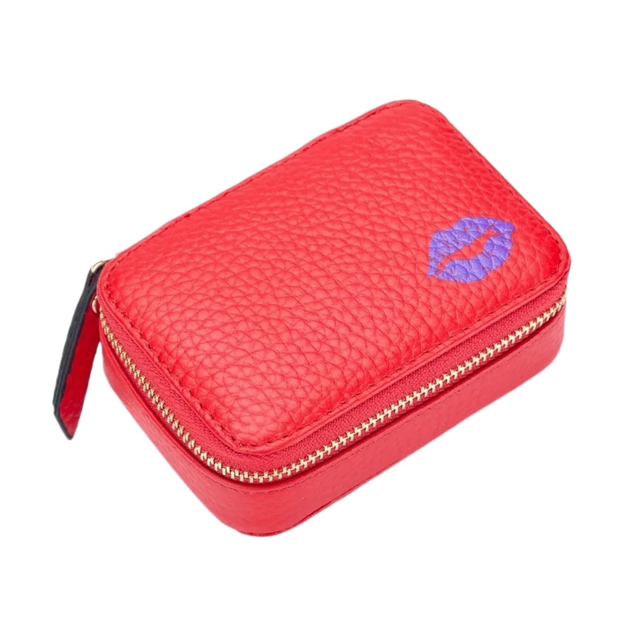 Borsa Cosmetica da Viaggio Mini Borsa cosmetica Portatile Portatile Borsa di stoccaggio in Pelle Borsa for Rossetto Busta Piccola for Rossetto Specchio(Red)