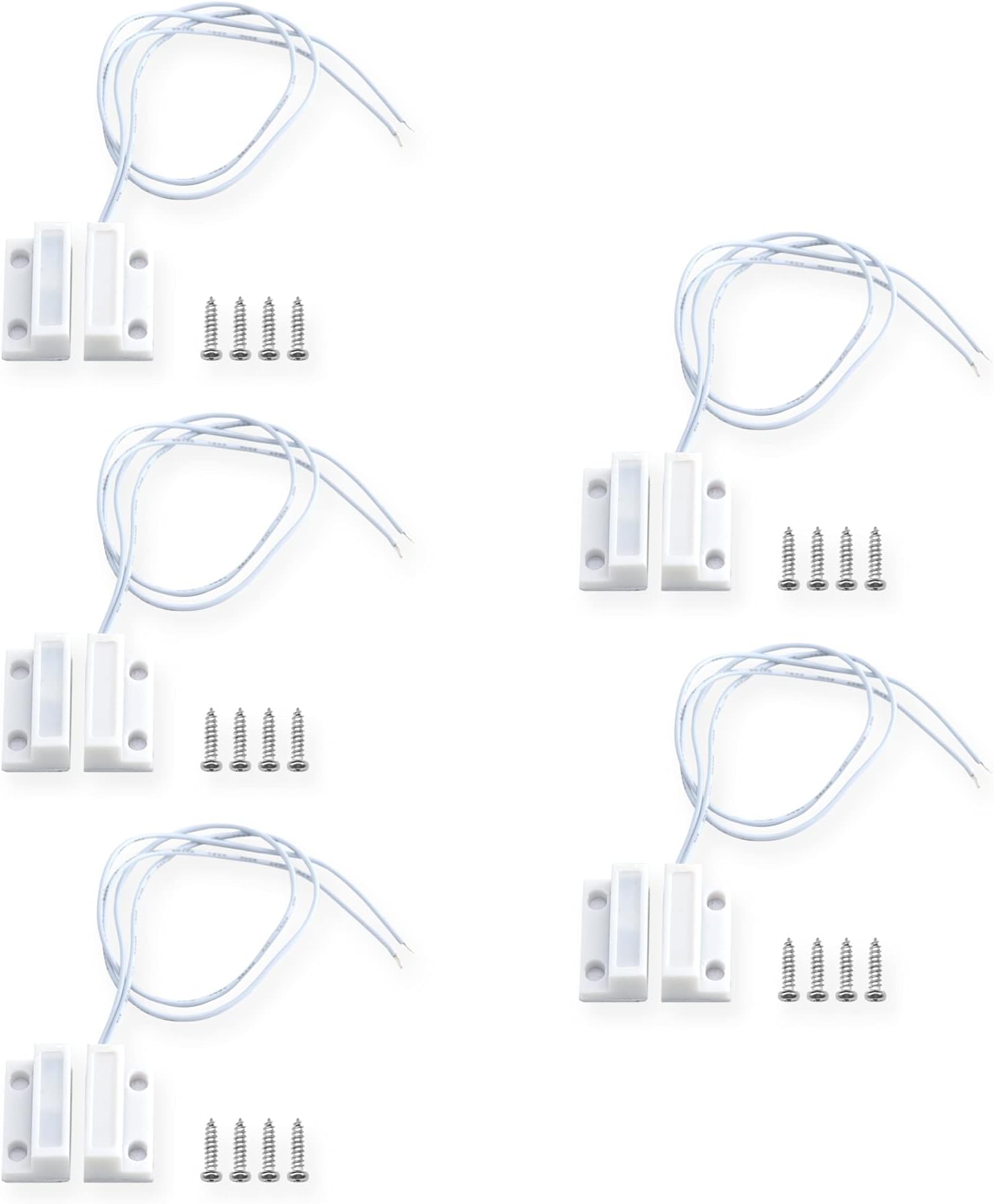 Magnetic Reed Switch NC Surface Mount Wired Door Window Contact Sensor with Adhesive Paper for Home Security and Burglar Alarm Systems MC-38 5pcs