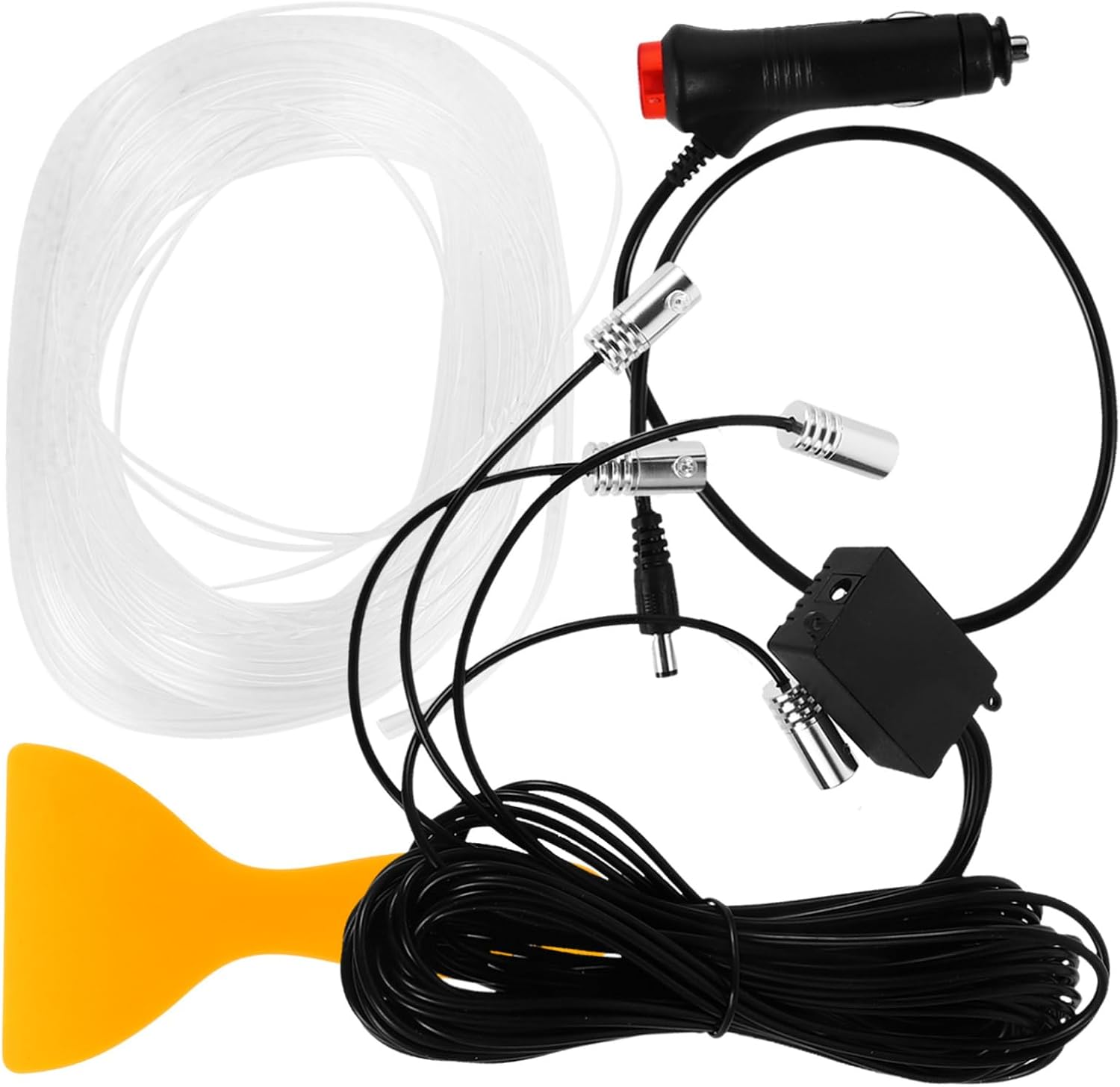 Cabilock Ambient Light Fiber Optic Decoration Kit Led Car Lights Interior 4-Way Split 7 Colors Easy to Install Enhance Your Car's Atmosphere
