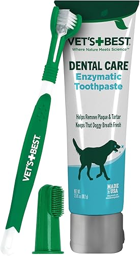Vet's Best Dog Toothpaste & Dog Toothbrush, Dental Kit, Plaque Remover for Teeth, Whitens Teeth, Freshens Canine Br