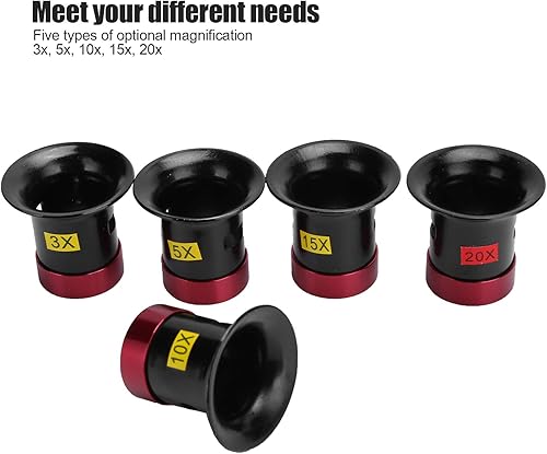 Miniatura 3 de Lupa de relojero de lupa, 5 lentes de lupa, mini lupa portátil, accesorio para joyería, manualidades, ayuda de lectura, aleación de aluminio maciza,