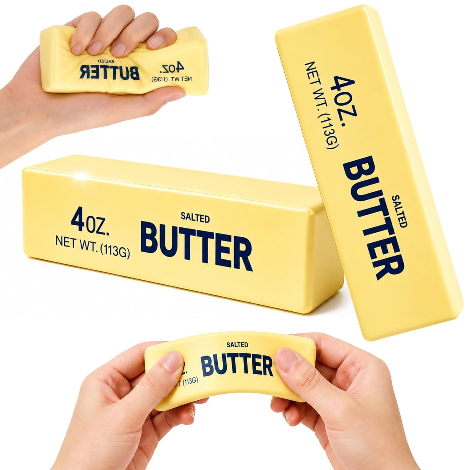 Butter Squishy, Fun Soft Squeeze Butter Bar, Squeeze Cheese Stress Toy,Portable Decompression Sensory Toy,Funny Novelty Home Office Desk Decor (Yellow,1Pcs)